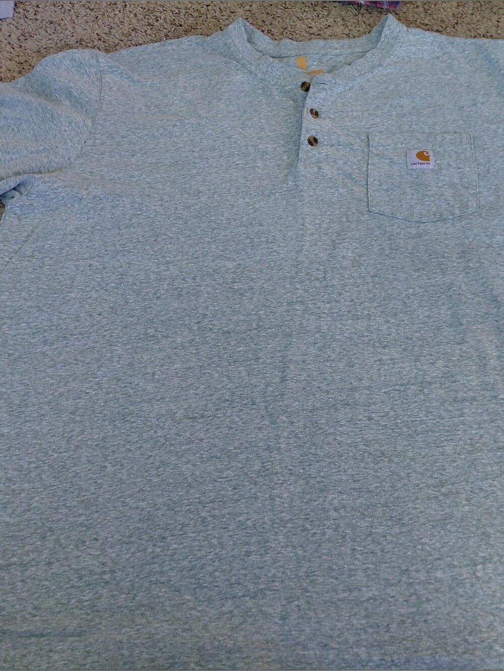 Carhartt Men’s Short Sleeve Heathered Grey Henley Pocket Tee